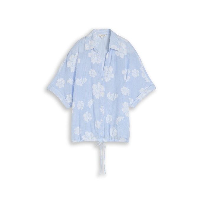 Tom Tailor dames blouse streep bloem Blauw Wit